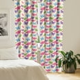 thumbnail image 2 of Ambesonne Cartoon Curtains, Butterflies on Wavy Lines, Pair of 28"x63", Multicolor, 2 of 5
