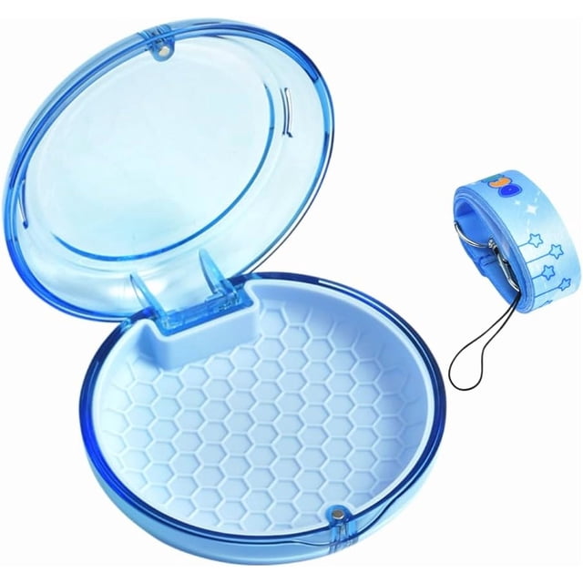 Étui de Retenue Transparent avec Lanière, Support de Protection Nocturne avec Trous d'Aération, Boîte d'Aligneur Compatible avec Invisalign (Bleu Clair)