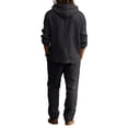 thumbnail image 4 of Nokdvo Mens Linen Outfit Fashion 2025 Elastic Waist Drawstring Hooded Sweatshirt Spring Summer Button Casual Henley Linen Set with Pocket,Black M, 4 of 4