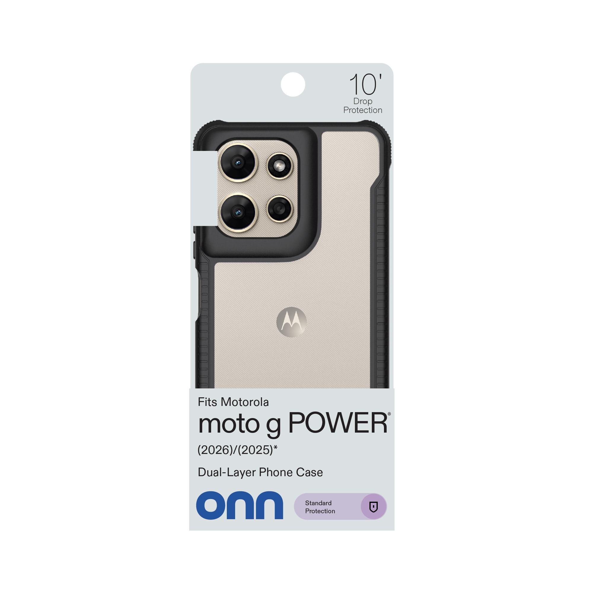 onn Dual-Layer Phone Case for Motorola moto g POWER (2026, 2025) - Clear/Black