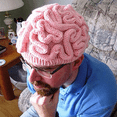 thumbnail image 4 of Gorro con forma de cerebro de parodia de terror, gorro con forma de cerebro de personalidad tejido a mano para Halloween, 4 of 6