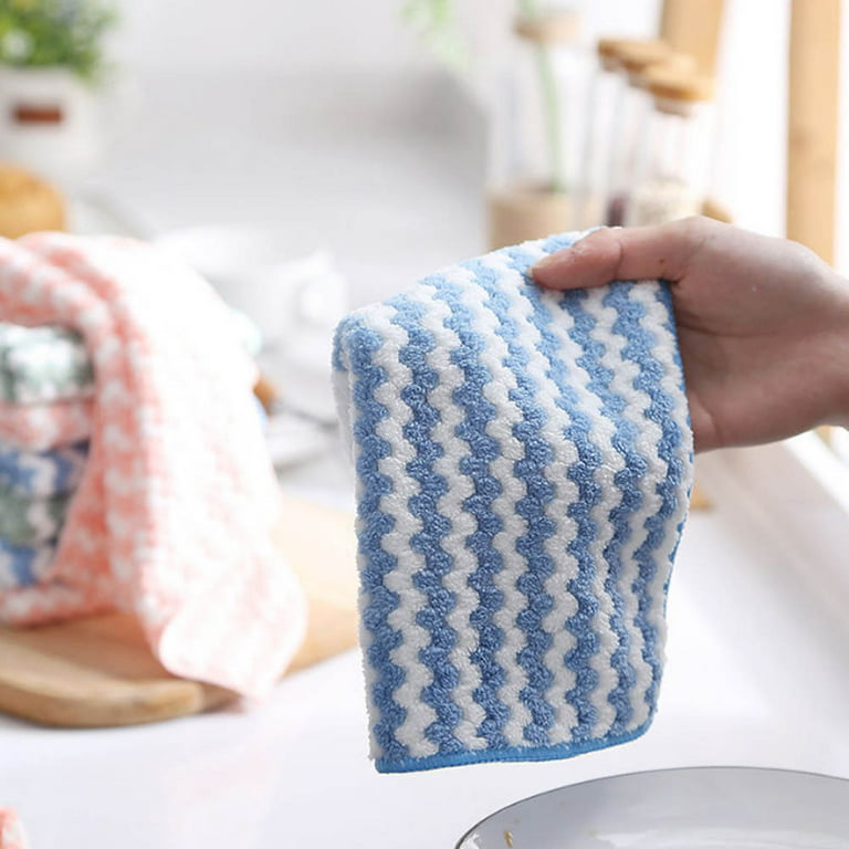 Kyoffiie 5pcs Kitchen Dish Cloths Soft Absorbent Dish Rag Reusable Dish Towels Household Washable Cleaning Cloth Housework Clean Towel Kitchen