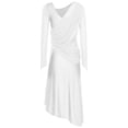 thumbnail image 4 of Sholeno Lyrical Dance Dress for Women V-neck Long See-through Sleeves Rhinestone Modern Contemporary White L, 4 of 7