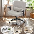 thumbnail image 4 of IPKIG Ergonomic Office Chair with Wheels and Flip-Up Arms, Wide Seat Swivel Desk Chair for Home Office, Computer, Vanity in Linen Gray, 4 of 9