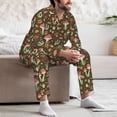 thumbnail image 7 of Naloa Mushrooms And Autumn Leaves Men’s Pajamas Set - Long Sleeve Button Down Sleep Shirt and Pajama Bottoms Sleepwear Set-Small, 7 of 7