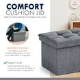 thumbnail image 7 of Ornavo Home 2 Pack Small Storage Ottoman Foldable Collapsible Rectangle Linen Ottoman Foot Rest Stool Seat, for Living Room, Bedroom, Home Office, Dorm - 12 x 16 x 12, Linen Gray, 7 of 7