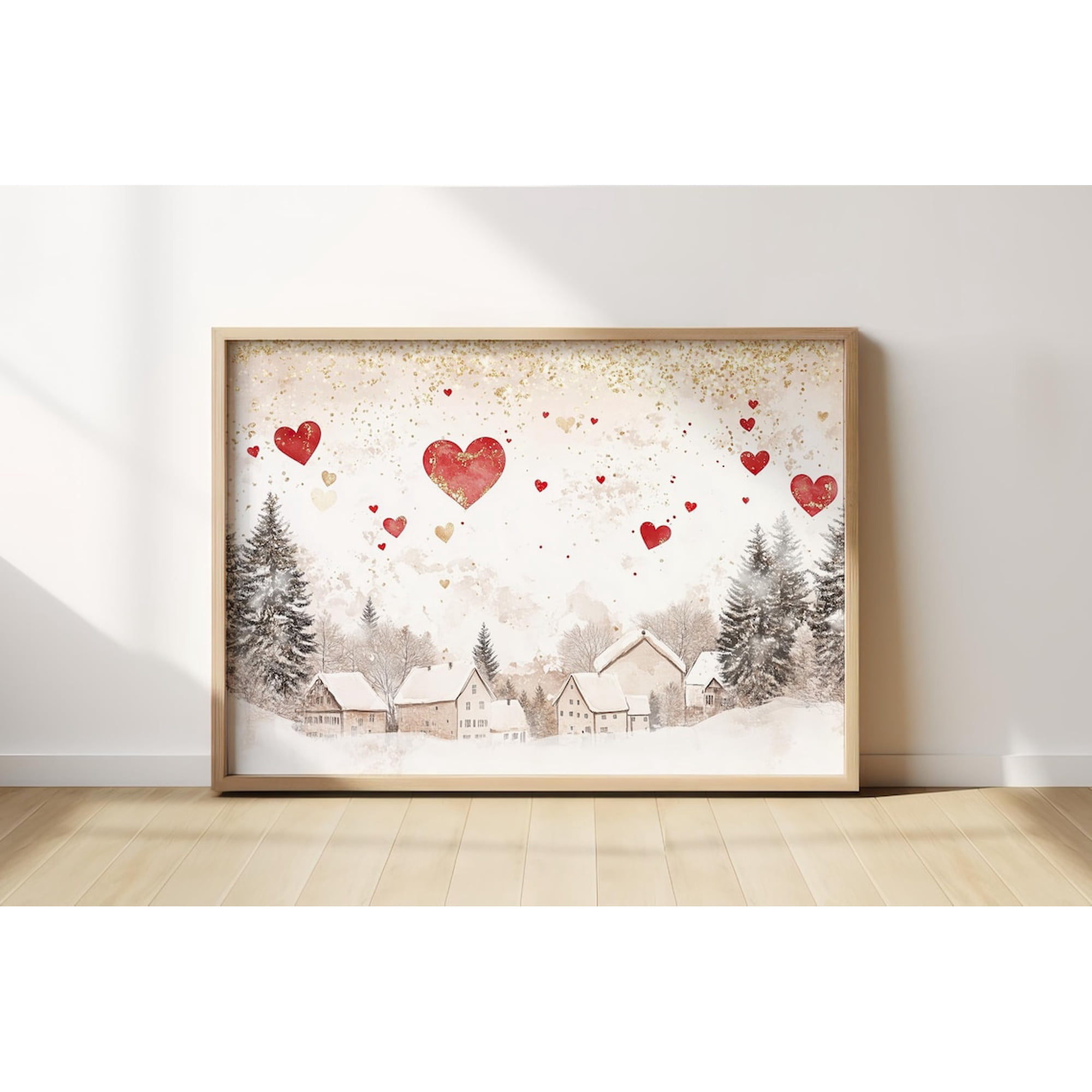 Vintage Valentine Hearts Wall Art Print Romantic Holiday Decor