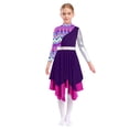 thumbnail image 2 of YiZYiF Robe de Danse pour Filles, Imprimé Color Block, Robe de Culte Métallique Irrégulière Violette 16, 2 of 5