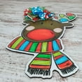 thumbnail image 3 of 18" Vibrant Reindeer Door Hanger, Colorful Christmas Front Door Decor, Whimsical Thin Wreath, Red-Turquoise-Lime Polka Dot Door Hanger, 3 of 8