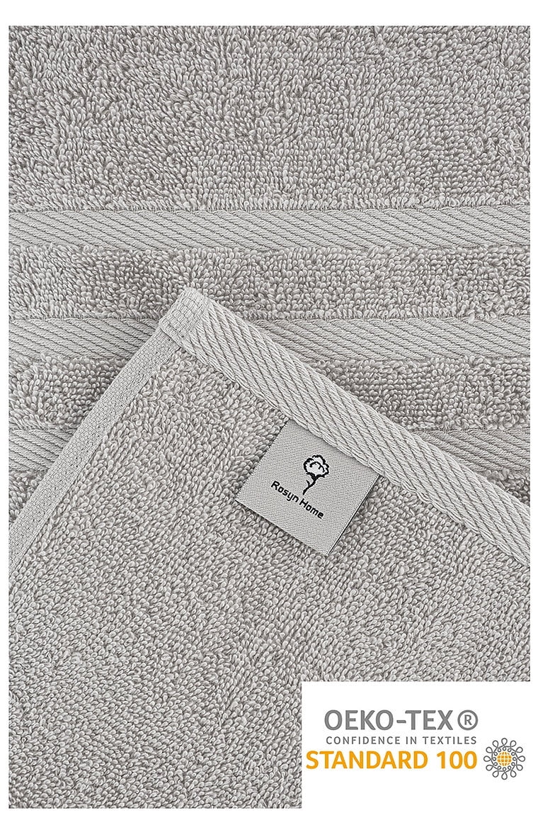 Rosyn Home Hotel Quality 100% Turkish Cotton 6 Piece Bath Towel Set Gray