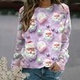 thumbnail image 2 of Bcresic Sparkly Red Wine Glass Sweatshirts for Womens Christmas Funny Santa Hat Shirts Crewneck Pullover Fleece Tops Long Sleeve Tunic Sweatshirt Classic Xmas Holiday Blouses,#09_Purple,X-Large, 2 of 4