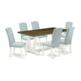 thumbnail image 2 of East West Furniture V-Style 7-piece Dining Room Table Set in White/Baby Blue, 2 of 10