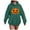 Dark Green, variant on Towmus Women Cute Pattern Hoodie Girl Halloween Pumpkin Face Personalized Cartoon Sweatshirt Long Sleeve Harajuku Streetwear