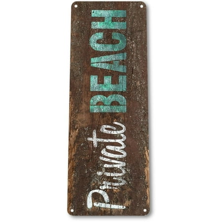 Cottage Decor Catalogs TIN SIGN B461 Private Beach Cottage Beach House Rustic Beach Pool Sign Decor, By Tinworld ()