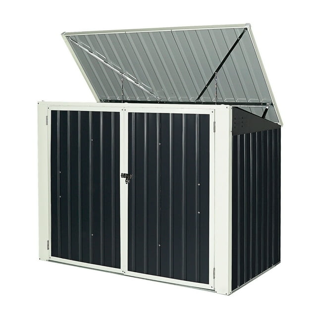 Costway Cobertizo de Jardín Multifunción Caseta de Metal Exterior para Almacenar Herrmientas Cubo de Basura 173 x 97 x 134 cm