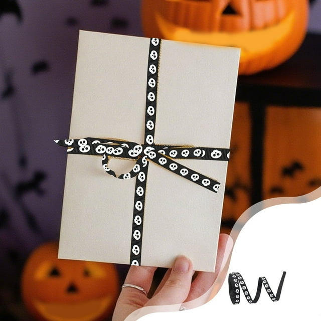 Jpxdew Halloween Party Ribbon pour Emballage Cadeau, Matériau Polyester, Largeur 0.39 Po, 10 Yards