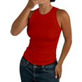 thumbnail image 2 of Women's Ribbed Sleeveless Tank Top, Racerback Thick Strap Casual Camisole, Solid Color Basic Cami for Women, Summer Layering Tops, Everyday Basic Casual Tops for Women Red M, 2 of 5