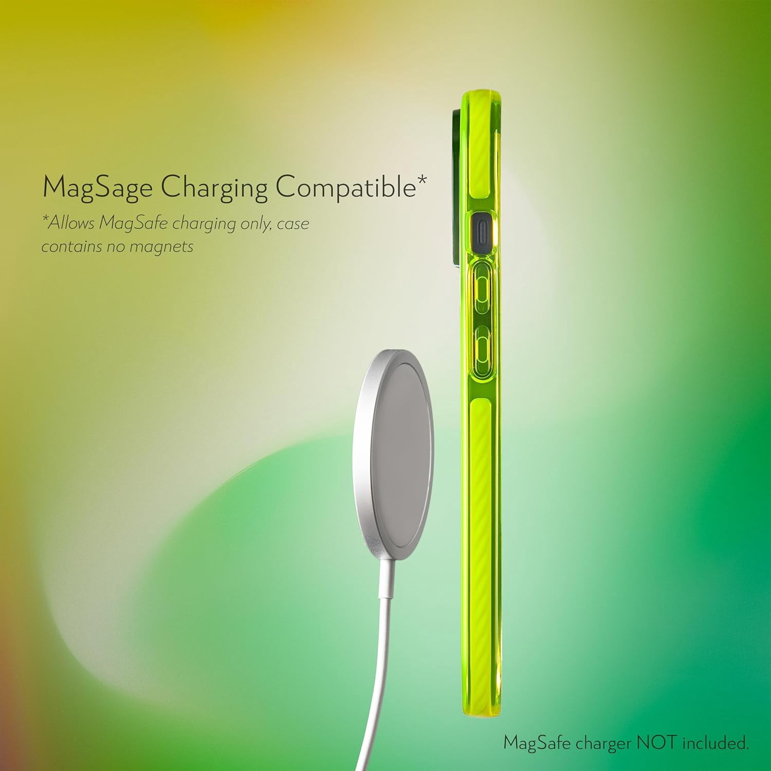SteepLab iPhone 15 Plus Case (2023, 6.7" Screen) - Full Body 360° Impact Absorbing Protective Cover with Raised Bezel, MagSafe Compatibility, and Drop Protection - (Hi-Energy Neon Yellow)