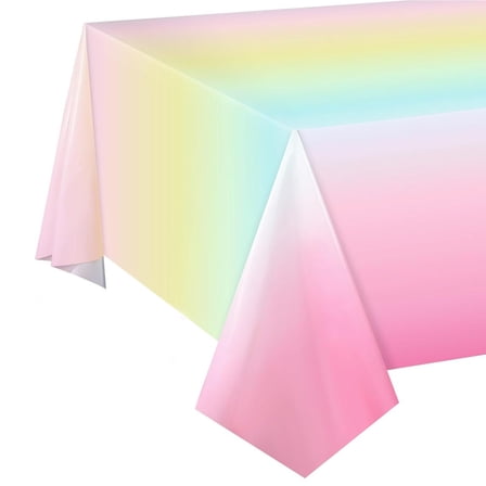 Rainbow Birthday Party Tablecloth Waterproofie Plastic Reusable Table Cloth for Party Decoration 54x108Inch