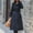Black, variant on Women's Medium Length Hooded Wool Cotton Jacket Zipper Front Casual Long Sleeve Coat for Cold Weather Outings and Everyday Wear