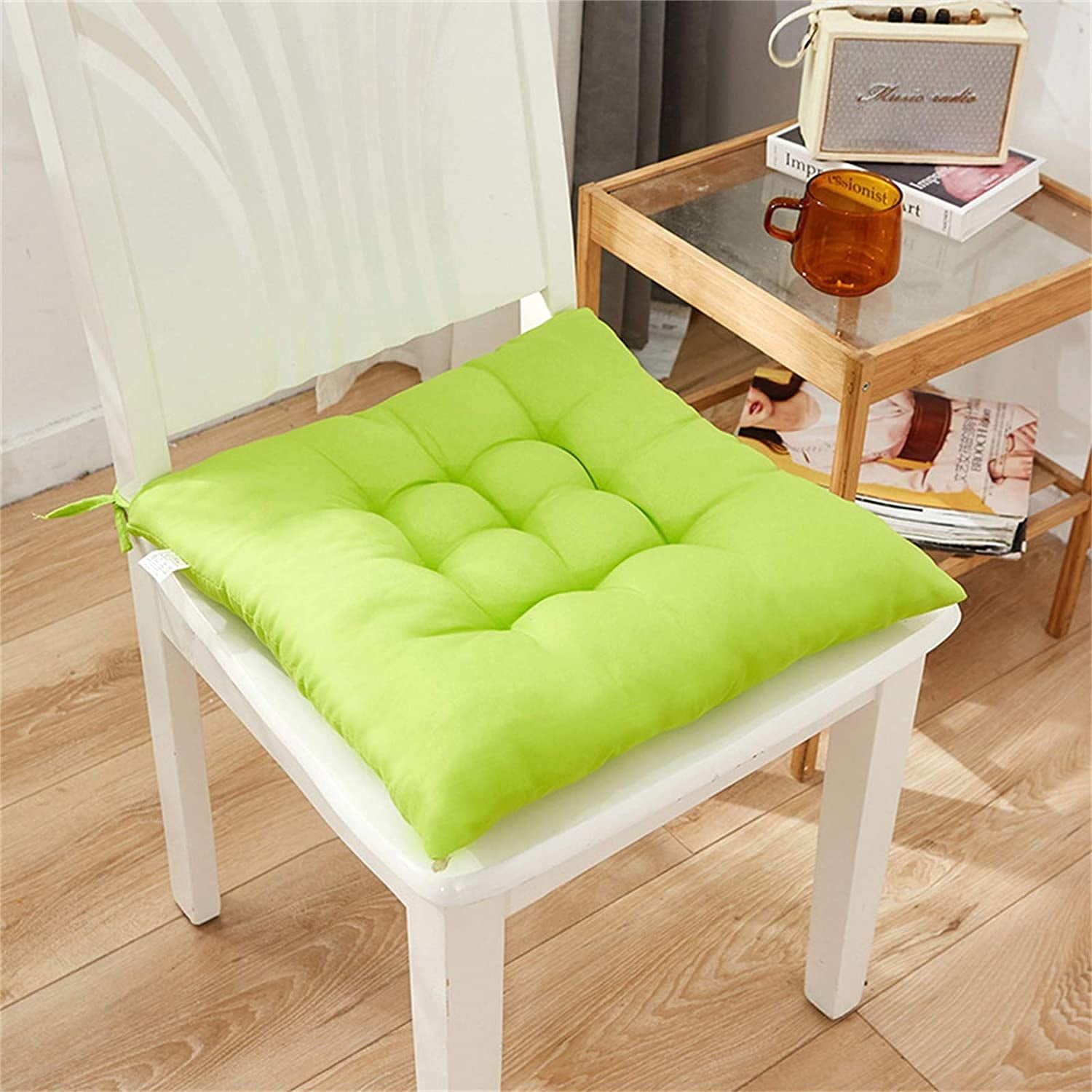 Soft Plush Chair Pads with Ties Winter Indoor Warmth Square Chair Covering Nonslip Comfort Dining Seat Pads Stool Mat Cover Decoration for Home