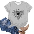 thumbnail image 4 of Uootdi Halloween Womens Tops Short Sleeve Simple Spider Web Heart Graphic Relax Fit Casual T Shirt Halloween Everyday Outfit Blouses, 4 of 8