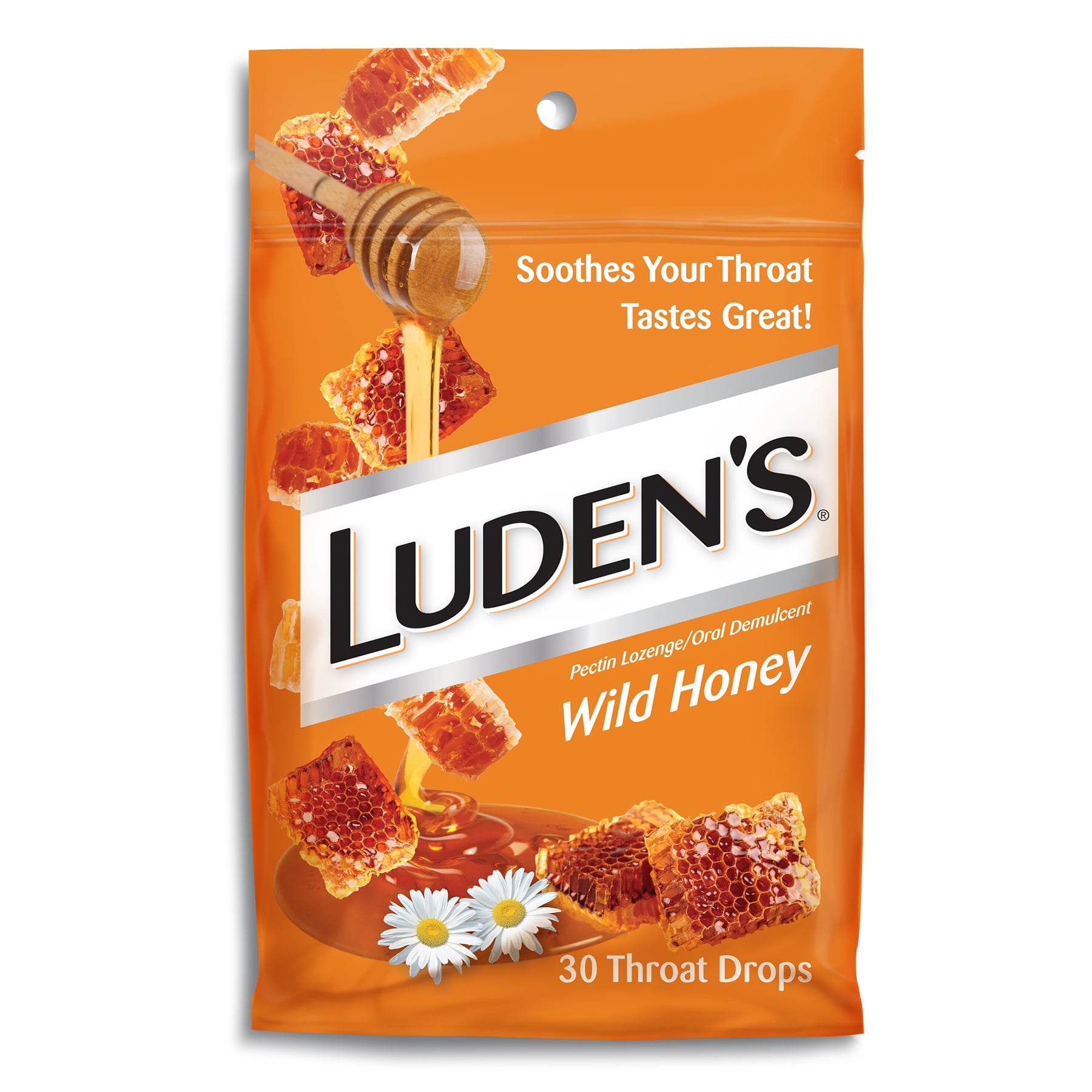 Luden's Wild Honey Throat Drops, Deliciously Soothing, 30 Drops, 1 Bag