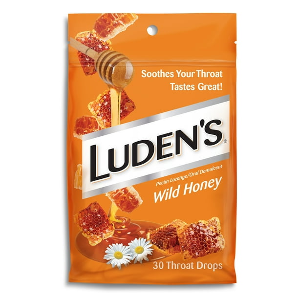 Luden's Wild Honey Throat Drops, Deliciously Soothing, 30 Drops, 1 Bag