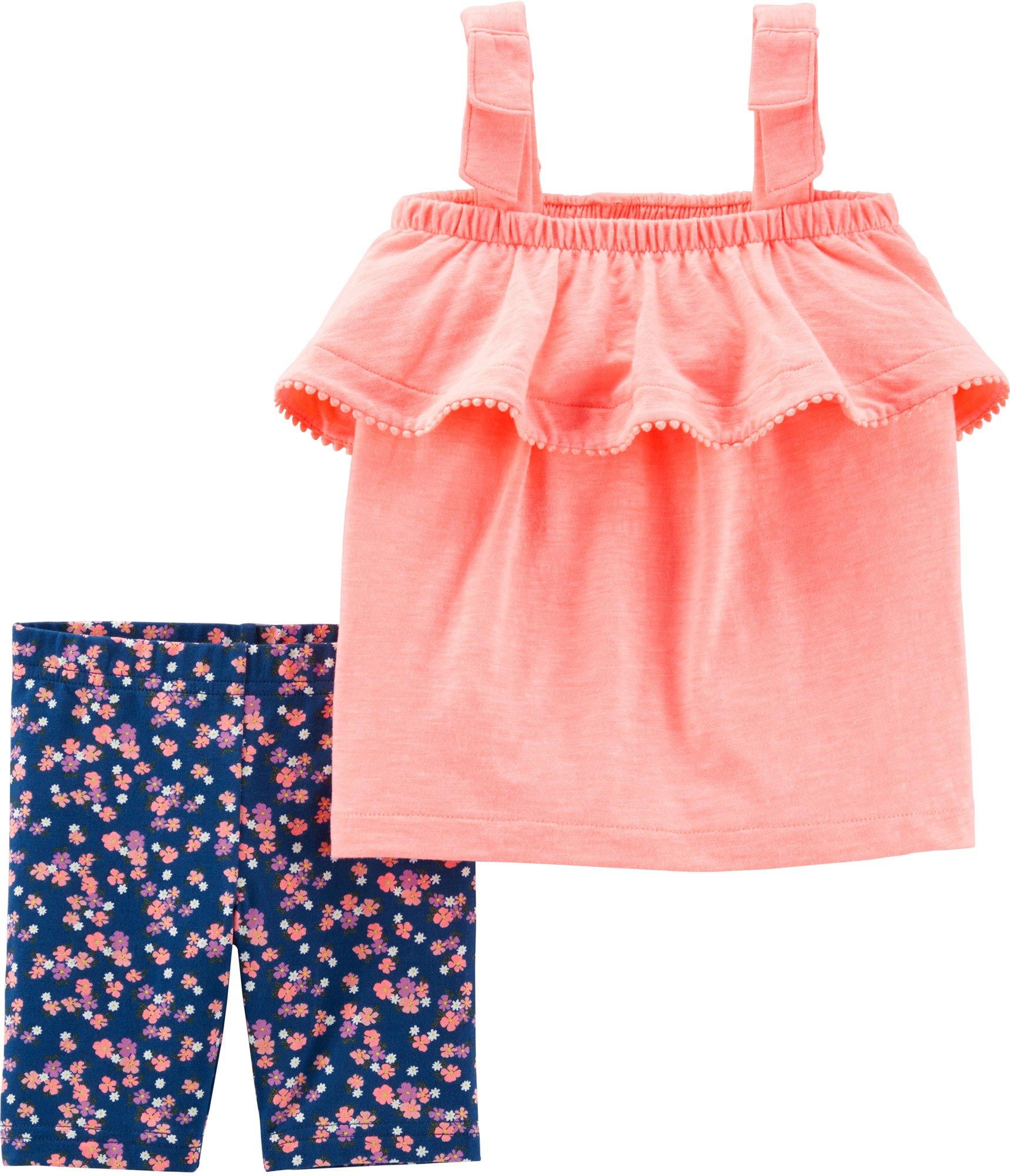 Carters Girls 2T-8 Flutter Sleeve Tank With Printed Joggers Set