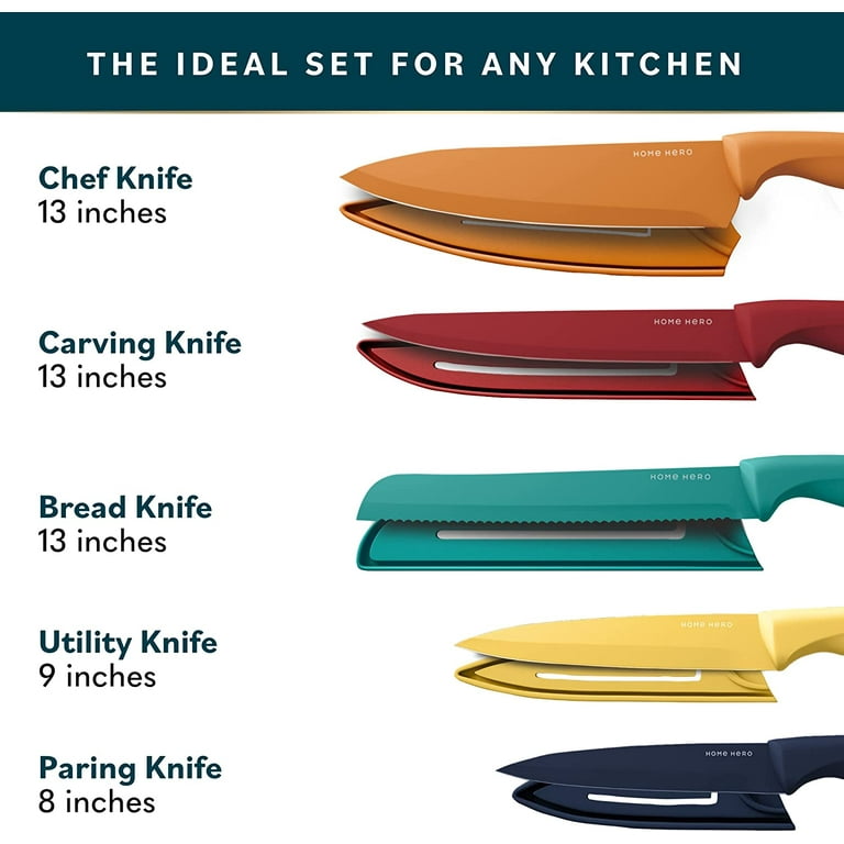 Home Hero - Kitchen Knife Set & Steak Knifes - Ultra-Sharp High Carbon –