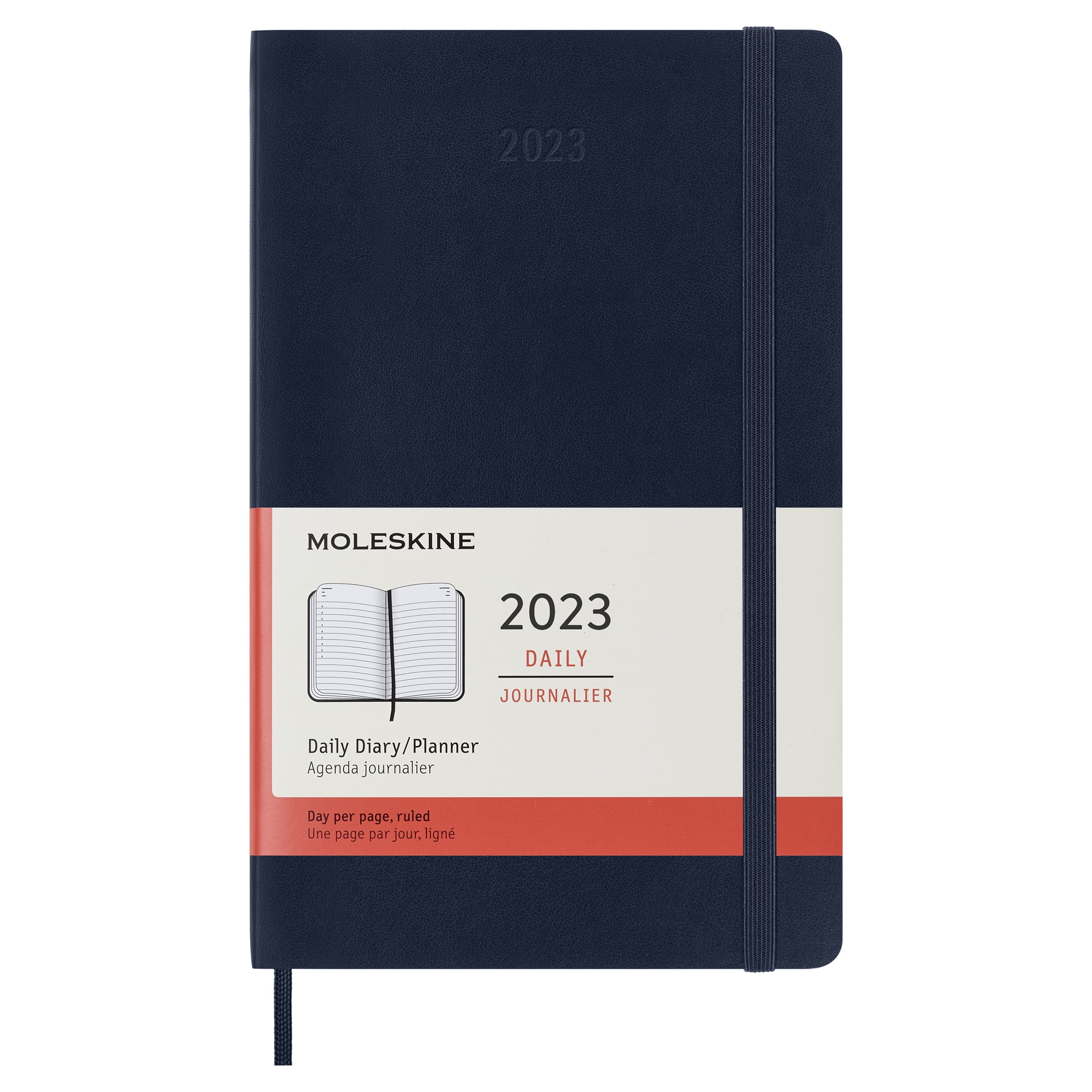 Moleskine 2023 Daily Planner, 12M, Large, Sapphire Blue, Soft Cover (5