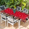 thumbnail image 2 of Red Christmas Table Cloths for 8 Foot Rectangle Tables, Xmas Trees Snowflakes Buffalo Plaid Patio Waterproof Elastic Fitted Tablecloths, Washable Rectangular Table Cover for Camping, 2 of 8