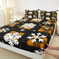thumbnail image 3 of Feelyou Xmas Snowflake Queen Sheet Sets, Orange Checkered Flat Sheet, Happy Christmas Holiday Queen Fitted Sheet, Luxury Bedroom Decor,4 Pieces, 3 of 7