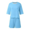 thumbnail image 6 of Women's Sleepwear Loungewear Ladies Fashion Pajama Set Solid Color Loose Shorts Set, 6 of 8