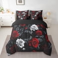 thumbnail image 2 of Homewish Chic Floral Rose 7 Pieces Bedding Comforter Set For Girls Boys,Black Red White Full Bedding Set Lightweight,Romantic Flowers Fitted Sheet Flat Sheet,Super Cozy Room Decor,Reversible, 2 of 8