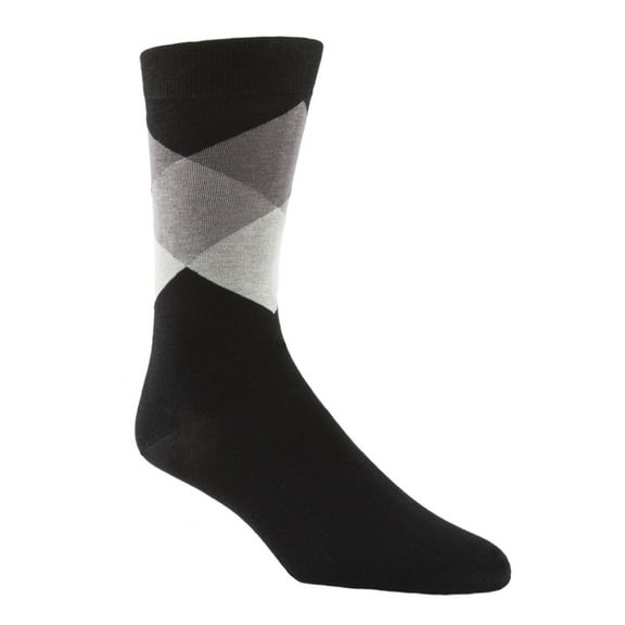 COLE HAAN Black Geometric Dress Crew Socks 7-12