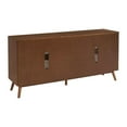 thumbnail image 4 of Classic Mid-Century Modern 4-Door Cinnamon Brown Wood TV Stand, 4 of 7