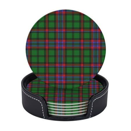 

6 Pcs Leather Coasters Clan Mcgeachie Tartan Coasters For Drinks Cup Mat Pad Housewarming Gift Ideal For Home Decor