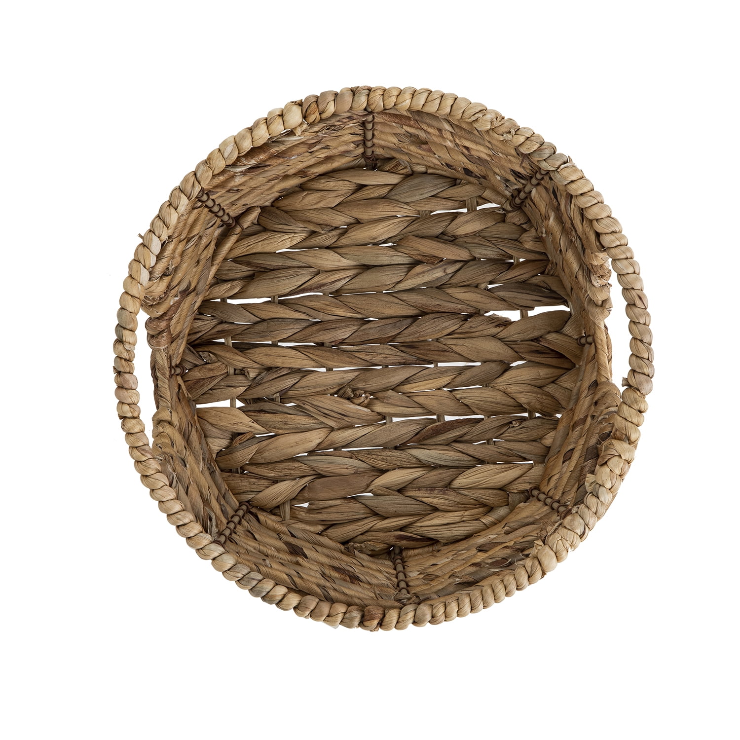 (6 pack) BHG Round Water Hyacinth Woven Decorative Storage Basket, 10"D x 4"H