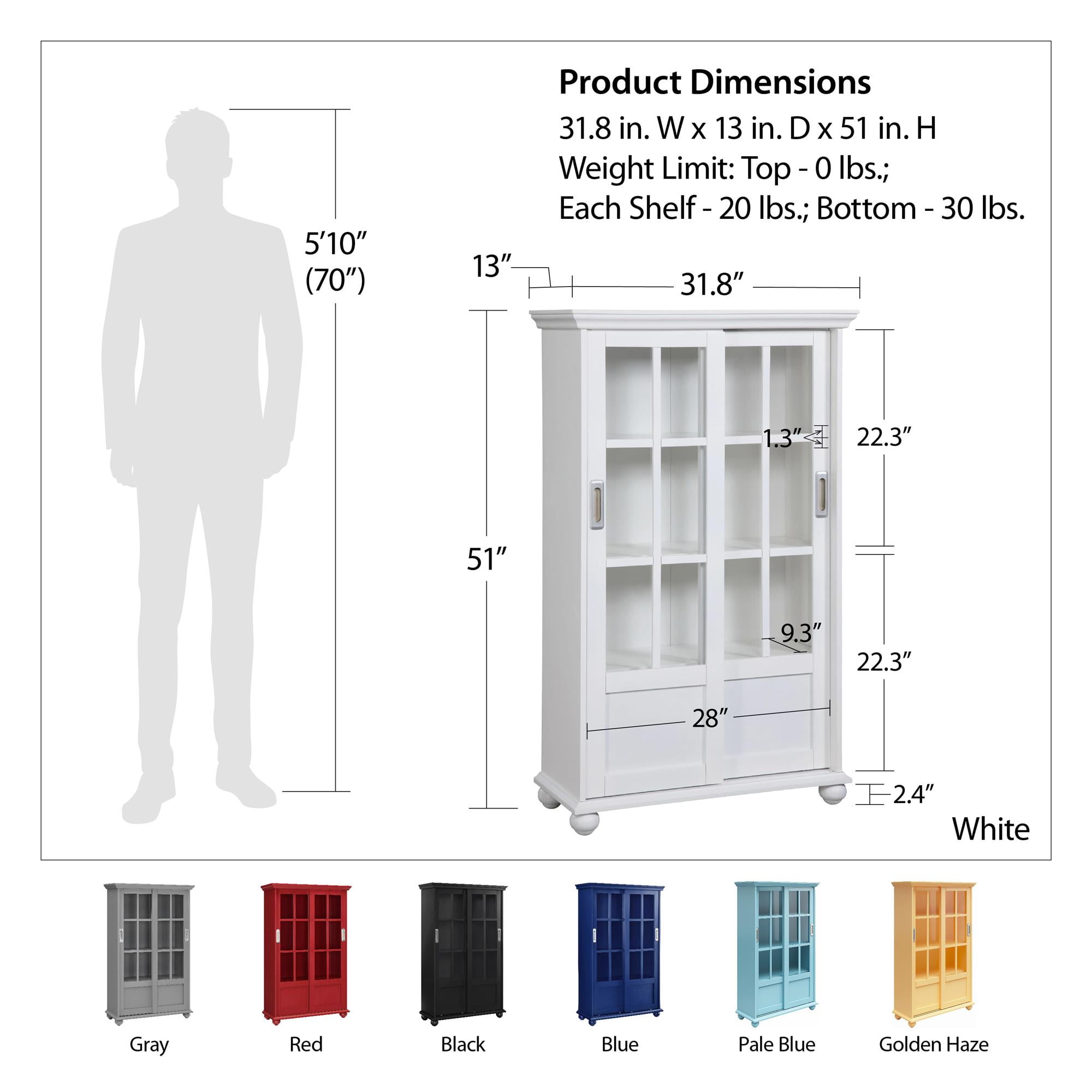Aaron Lane Bookcase with Sliding Glass Doors, White