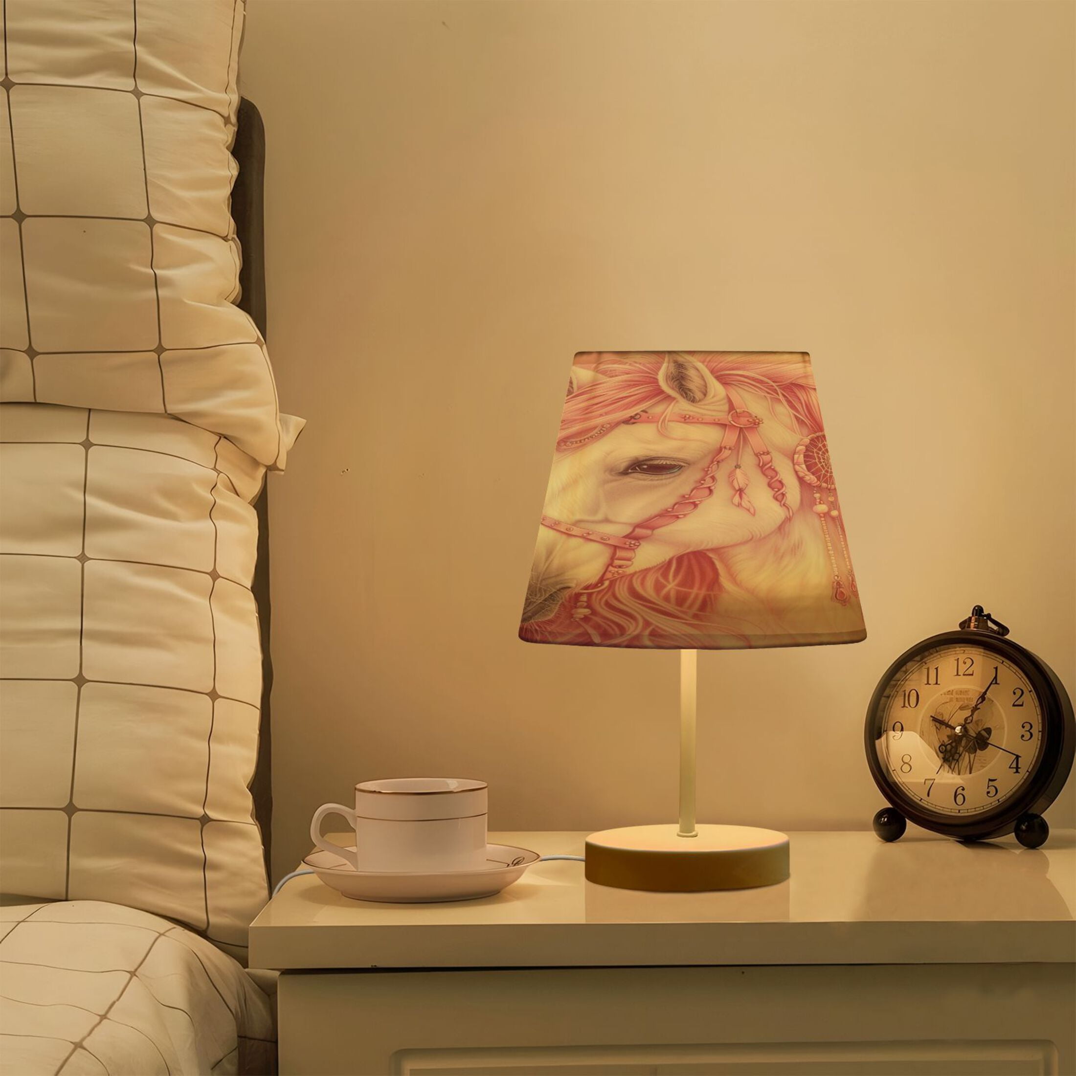 LED Desk Lamp Elegant Horse with Long Hair Table Nightstand Lamps with 3 Color Temperatures for Home Bedroom Living Room Decor 8x12
