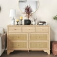thumbnail image 7 of Dresser for Bedroom with 7 Drawers, 47.3'' Wide Wood Chest of Drawers with Natural Rattan Drawers, Wood Drawer Organizer with Sturdy Base for Living Room, Entryway and Hallway, 7 of 7