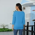 thumbnail image 2 of Maternity Summer Jumpsuits with Pockets, Blusas De Mujer Moda En Oferta Womens Spring Fashion 2025 Plain Tshirts Camisas Para Tops for Women Beach Outfits Trendy Short Sleeve Blue M, 2 of 5