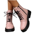 thumbnail image 7 of XUNKUSGA Women's Boots Classic Casual Front Lace Up Ankle Bootie Fashion Waterproof Boots for Women with Zipper Solid Color Round Toe Chunky Low Heel Booties for Women 5.5-9.5 Pink, 7 of 7