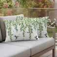 thumbnail image 4 of Spring Leaves Pillow Covers 2 Pack Watercolor Falling Green Leaf Floral Plant Flying Birds Pillowcase Waterproof Outdoor Throw Pillow Cover for Patio Balcony Rectangular Cushion 20”x12”, 4 of 9