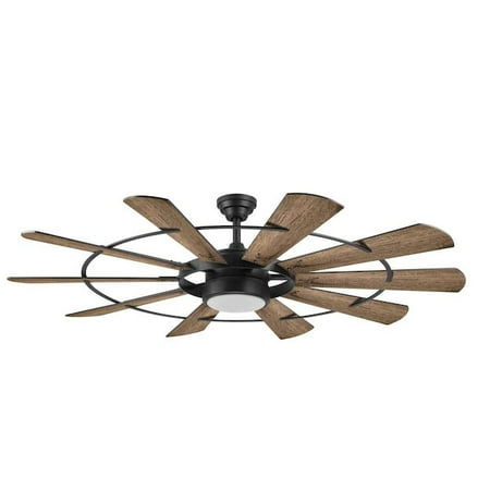 Harbor Breeze Henderson 60-in Matte Black LED Indoor Ceiling Fan with Light Remote (10-Blade)