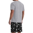 thumbnail image 3 of GIRUNS Men's Pajama Set Lightweight Sleepwear Sets Crew Neck Short Sleeve and Shorts Loungewear with Pocket Black Star Moon M, 3 of 9
