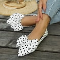 thumbnail image 6 of SuTry Women's Pointed Toe Flats Slip On Polka Dot Bow Detail Lightweight Comfortable Satin Blend Casual Walking Office Shoes(43), 6 of 8