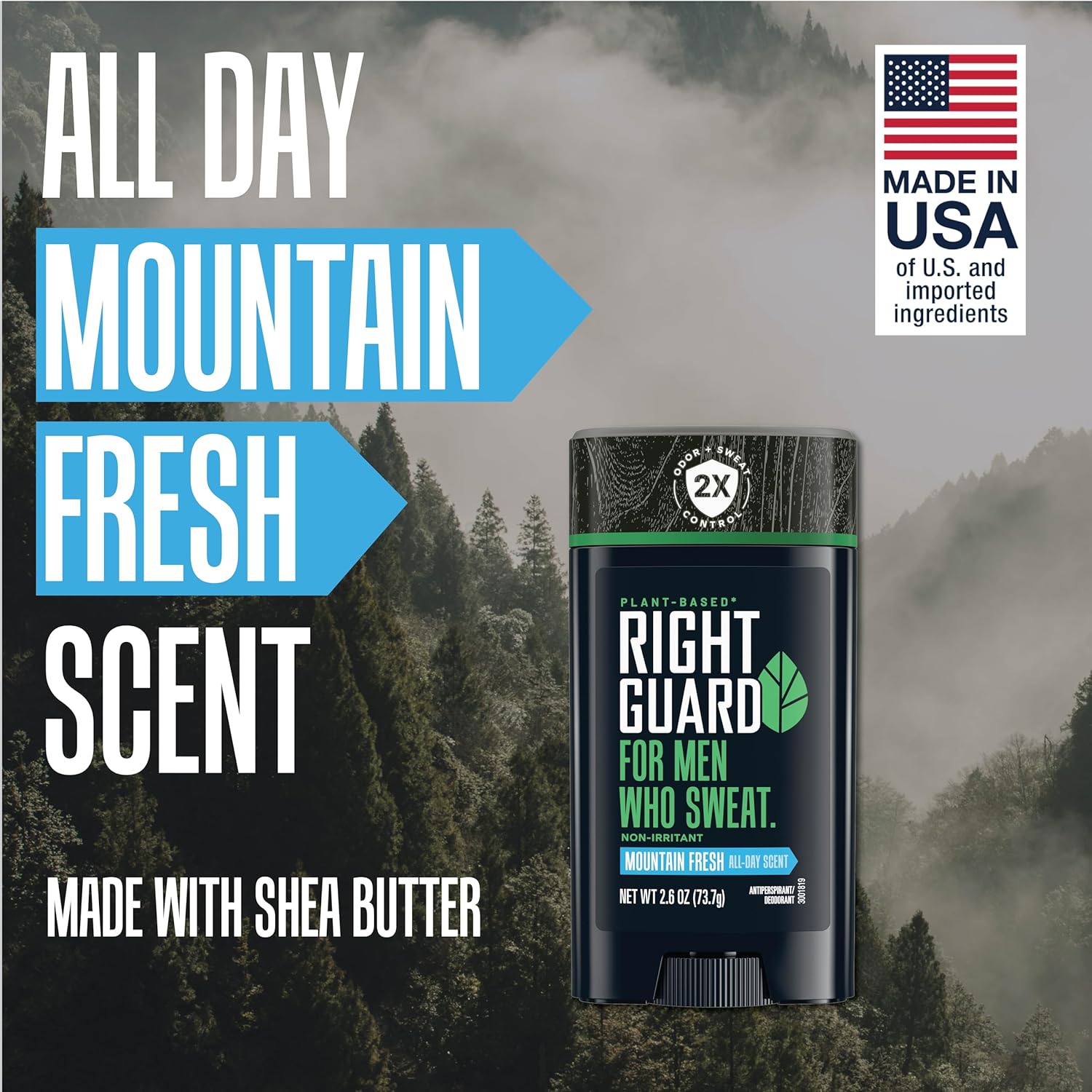 Right Guard Plant-Based Solid Antiperspirant, Aluminum Sweat Blockers & Deodorant for Men