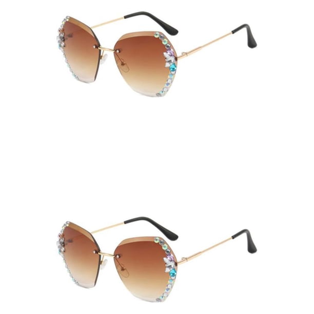 Qarigey Gafas sin montura, gafas de sol Ins, suministros para exteriores, Protector para mujer, playa, multicolor, tipo de lente de bloqueo de tipo 4 2piezas